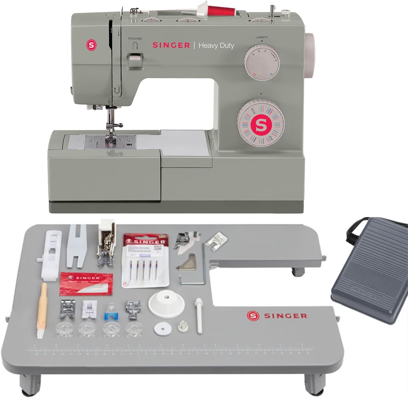 SINGER Heavy Duty 4452 High Speed Sewing Machine With Accessory Kit | Strong Motor with Enhanced Piercing Power, 110 Stitch Applications, Full Metal frame, 1-step Buttonhole & LED Lights wourant