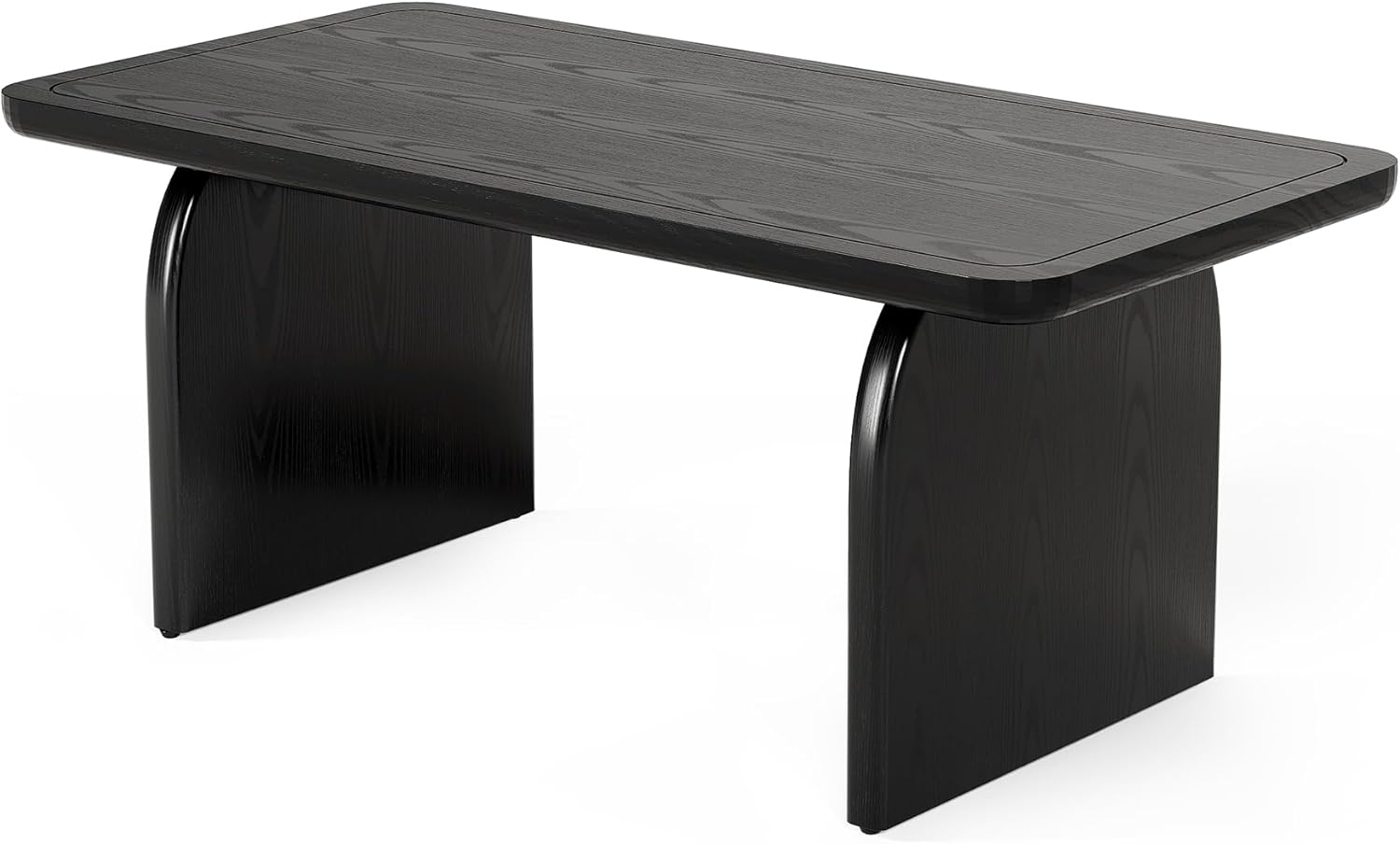 LITTLE TREE Farmhouse Coffee Table, 47 Inch Round Corner Wood Center Table, Rectangular Living Room Table, Modern Low Cocktail Tea Set wourant