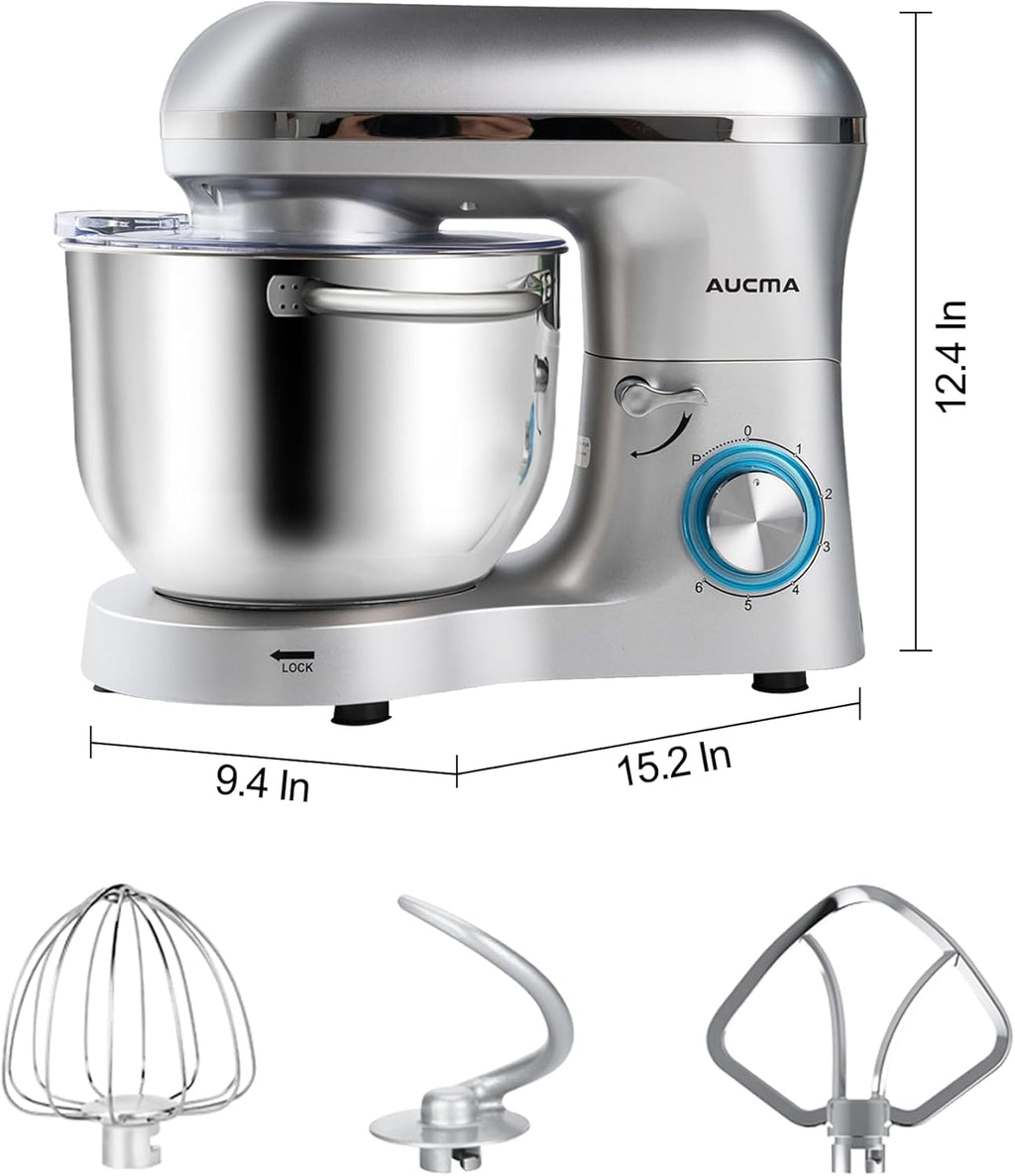 Aucma Stand Mixer,6.5-QT 660W 6-Speed Tilt-Head Food Mixer, Kitchen Electric Mixer with Dough Hook wourant