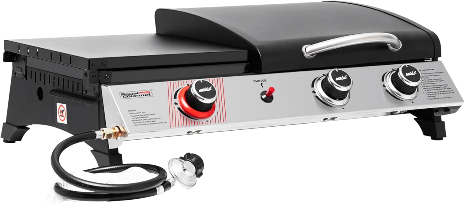 Royal Gourmet PD1305H 3 Burner Propane Gas Grill and Griddle Combo Lid 3-in-1 Grill Griddle Combo wourant