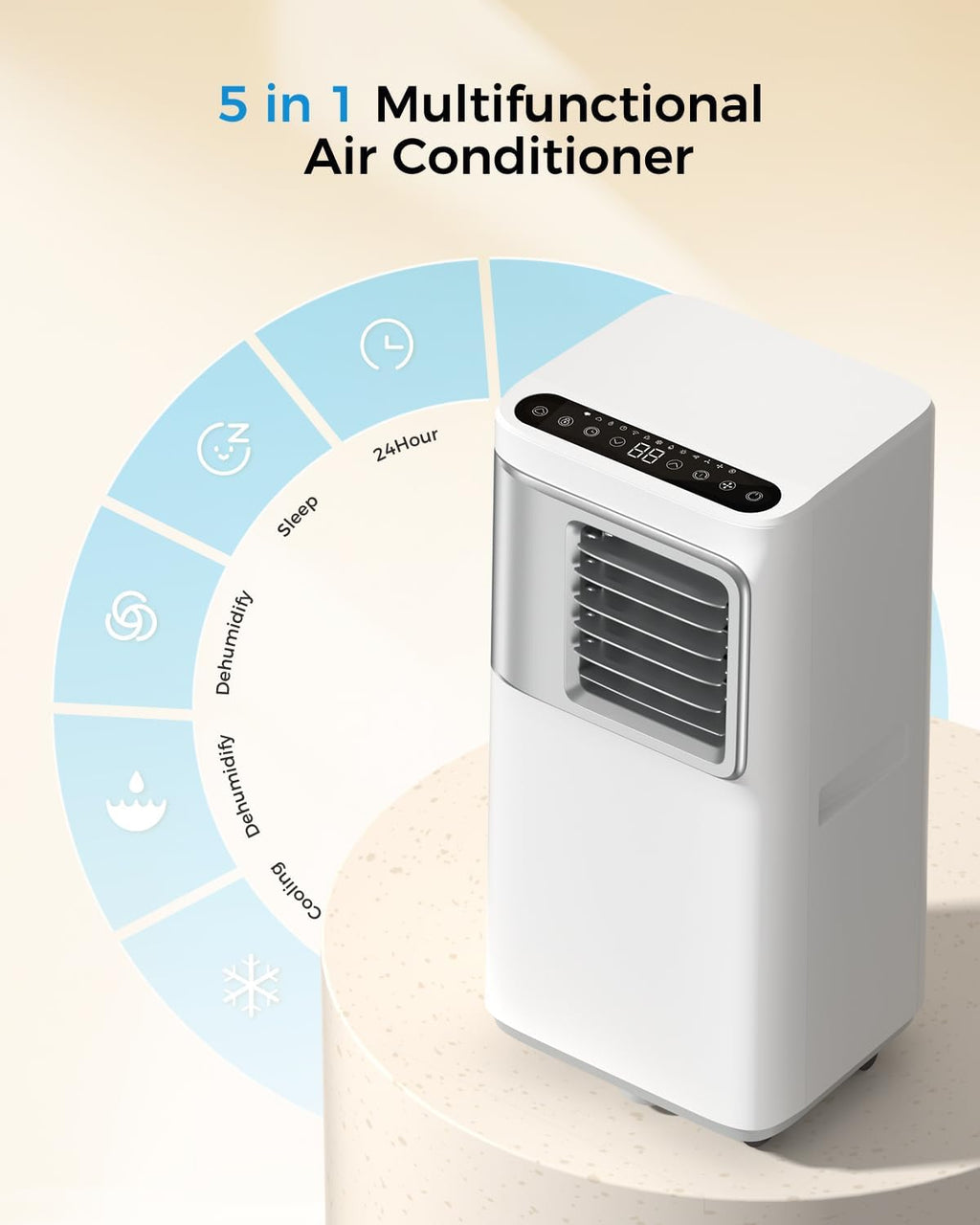 Portable-Air-Conditioners-16,000-Btu - AC Unit 5 in 1 Wifi Smart Air Conditioner with APP, Fan & Dehumidifier, Remote, 24H, Window Kits Included Drainage-free Cooling for Large Room Indoor wourant