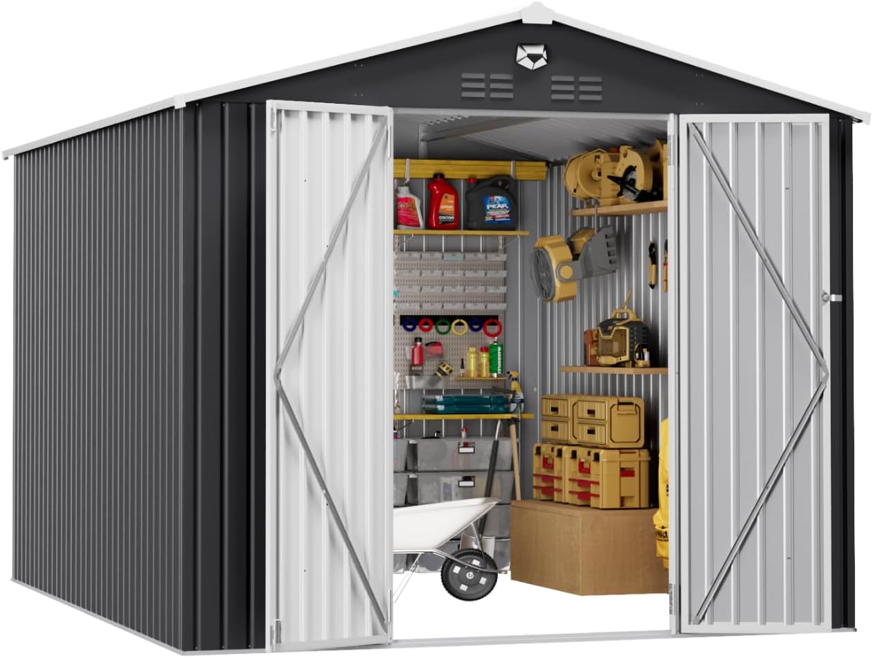 10x12ft Outdoor Storage Shed, Metal Garden Shed Tool Storage Shed wourant