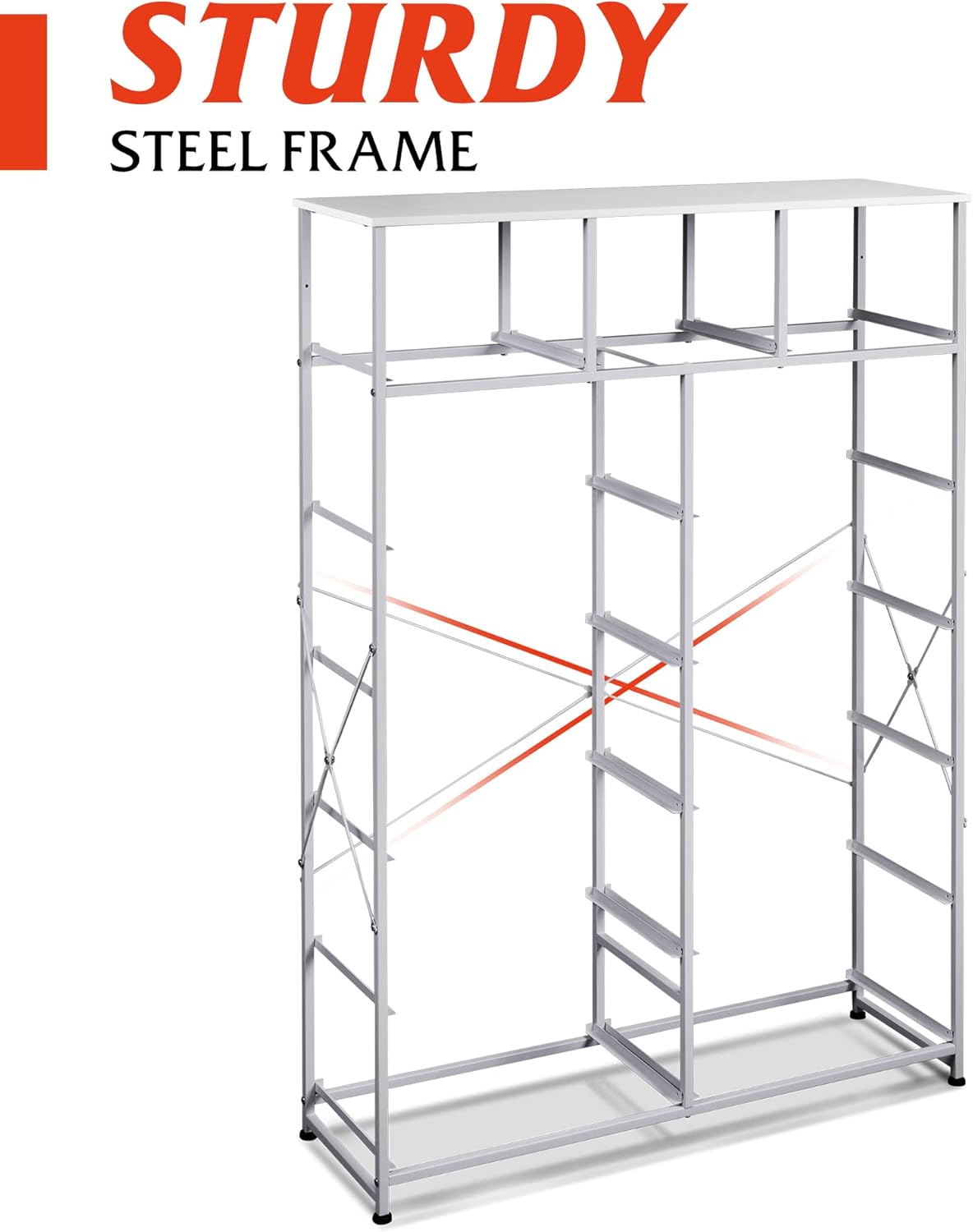 WLIVE Storage Organizer Unit with 13 Fabric Bins, Storage Drawers Organizer with Steel Frame, Tall Storage Tower Organizaton for Living Room, Hallway, Office, Charcoal Black wourant