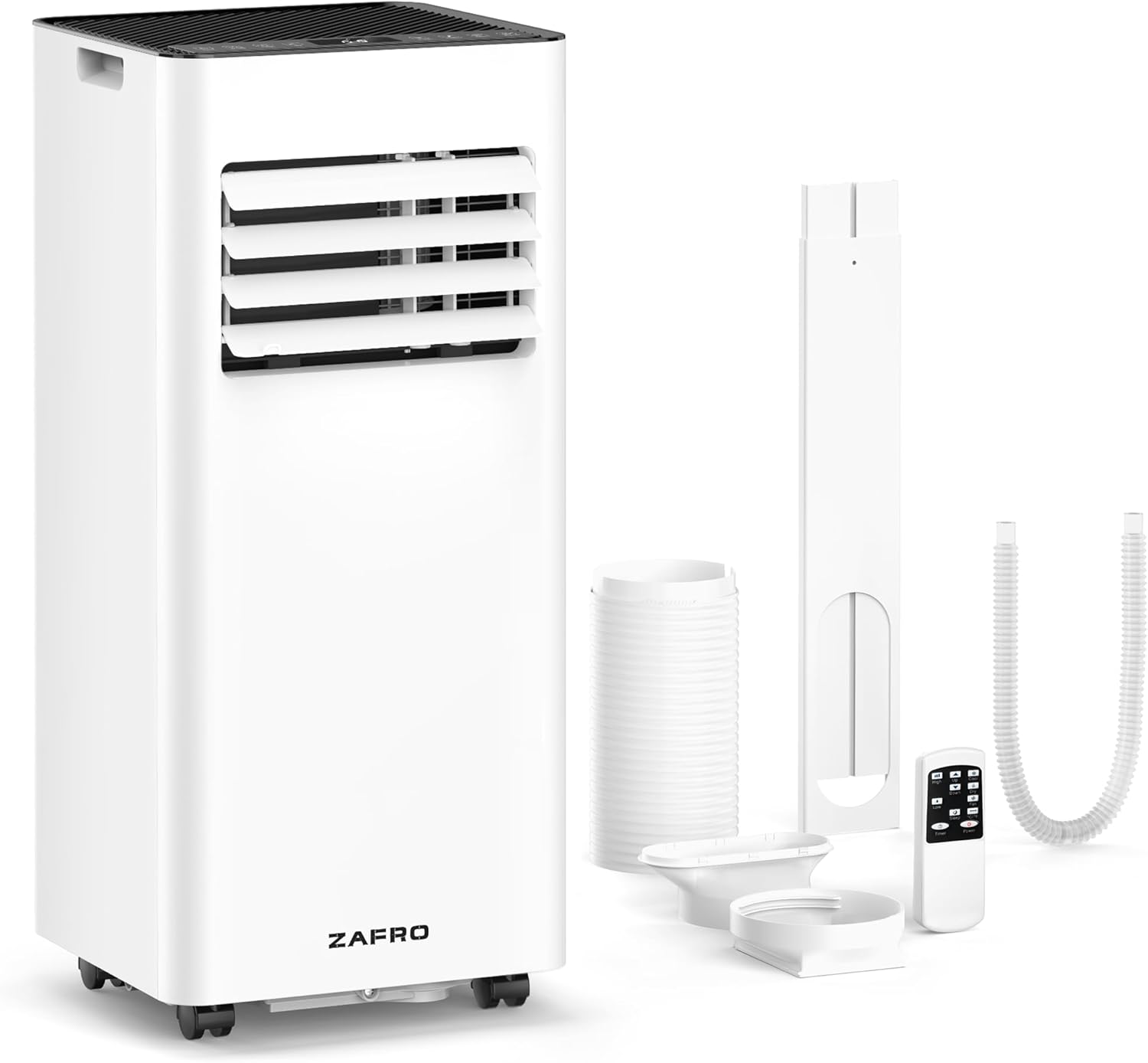 ZAFRO 8,000 BTU Portable Air Conditioners, 4 Modes Portable AC Unit with Fast Cooling/Energy Efficient/Remote/24Hrs Timer for Bedroom/Dorms/Indoor Rooms, White wourant