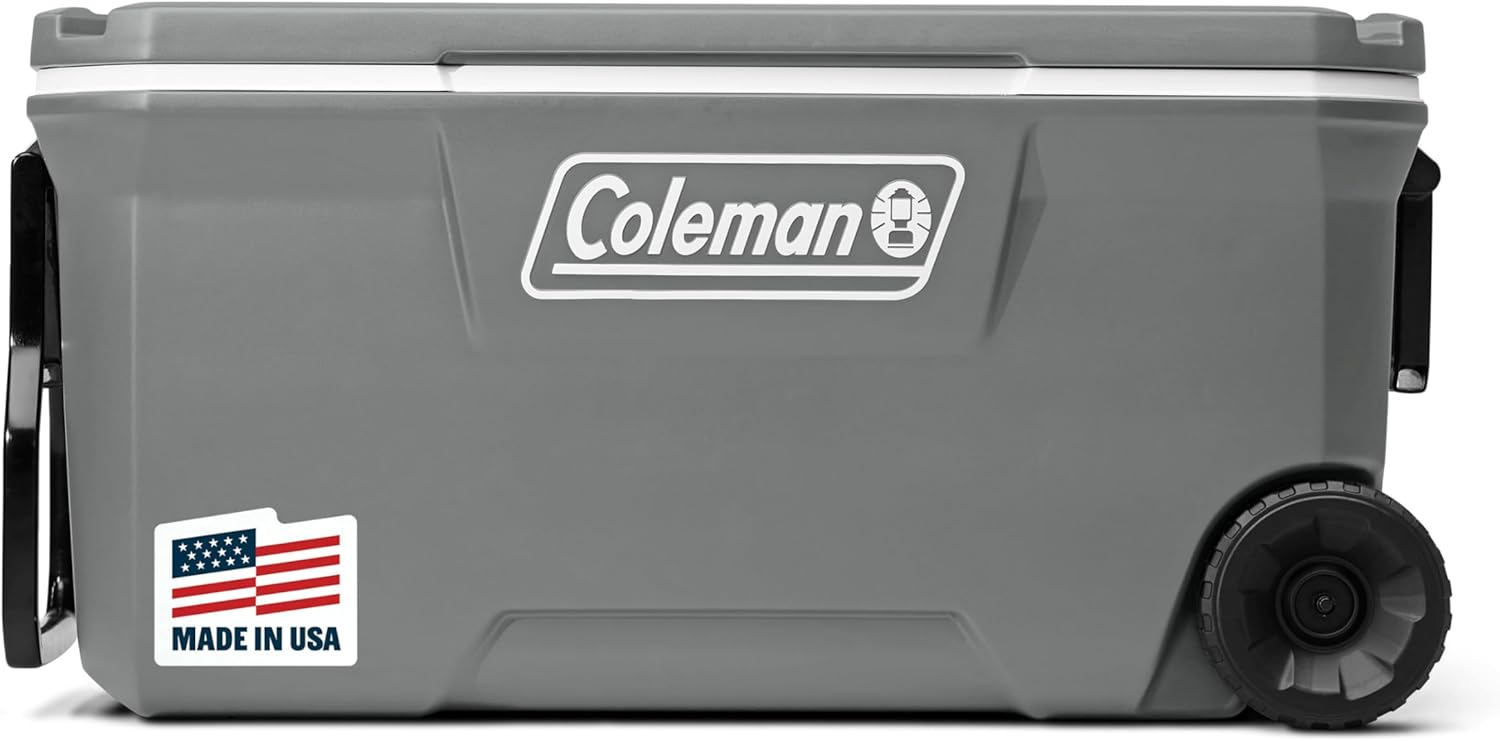 Coleman Insulated Portable Rolling Cooler with Wheels, Leak-Proof Outdoor Hard Cooler, Keeps Ice for Up to 5 Days, 100 Quart wourant