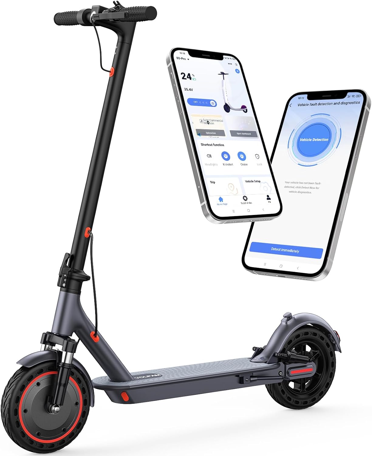 Electric Scooter, 350W/500W Powerful Motor, 8.5"/10" Solid Tires, 19/22Mph, 28/21/12 Miles Range,Dual Braking wourant