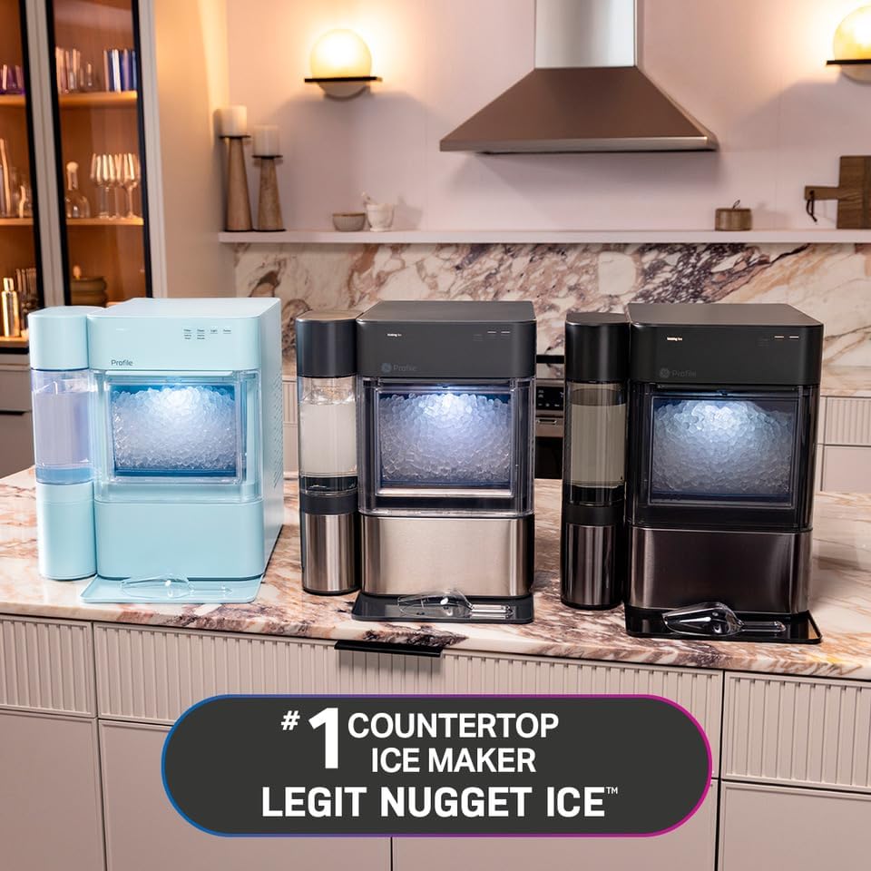 GE Profile Opal 2.0 XL with 1 Gallon Tank, Chewable Crunchable Countertop Nugget Ice Maker, Scoop included, 38 lbs in 24 hours, Pellet Ice Machine with WiFi & Smart Connected, Stainless Steel wourant