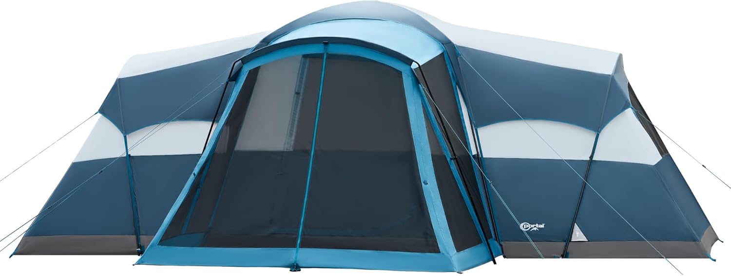 PORTAL 6/8/10 Person Family Camping Tent with Screen Room, Water Resistant Big Tunnel Tent with Rainfly, Large Family Tent for Outdoor Camping, Party wourant