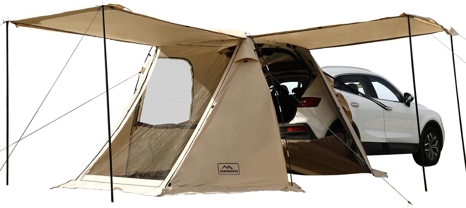 KAMPKEEPER SUV Car Tent, Tailgate Shade Awning Tent for Camping, Vehicle Camping Tents Outdoor Travel (Black) wourant