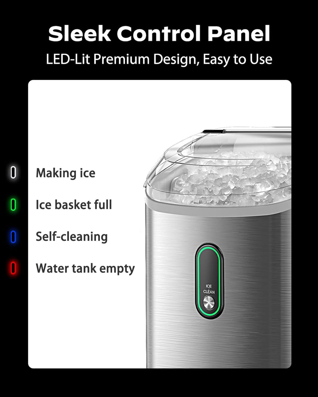 Nugget Ice Maker Countertop, Silonn Chewable Pellet Ice Machine with Self-Cleanin Function, 33lbs/24H Portable Ice Makers for Home Kitchen Officce, Black wourant