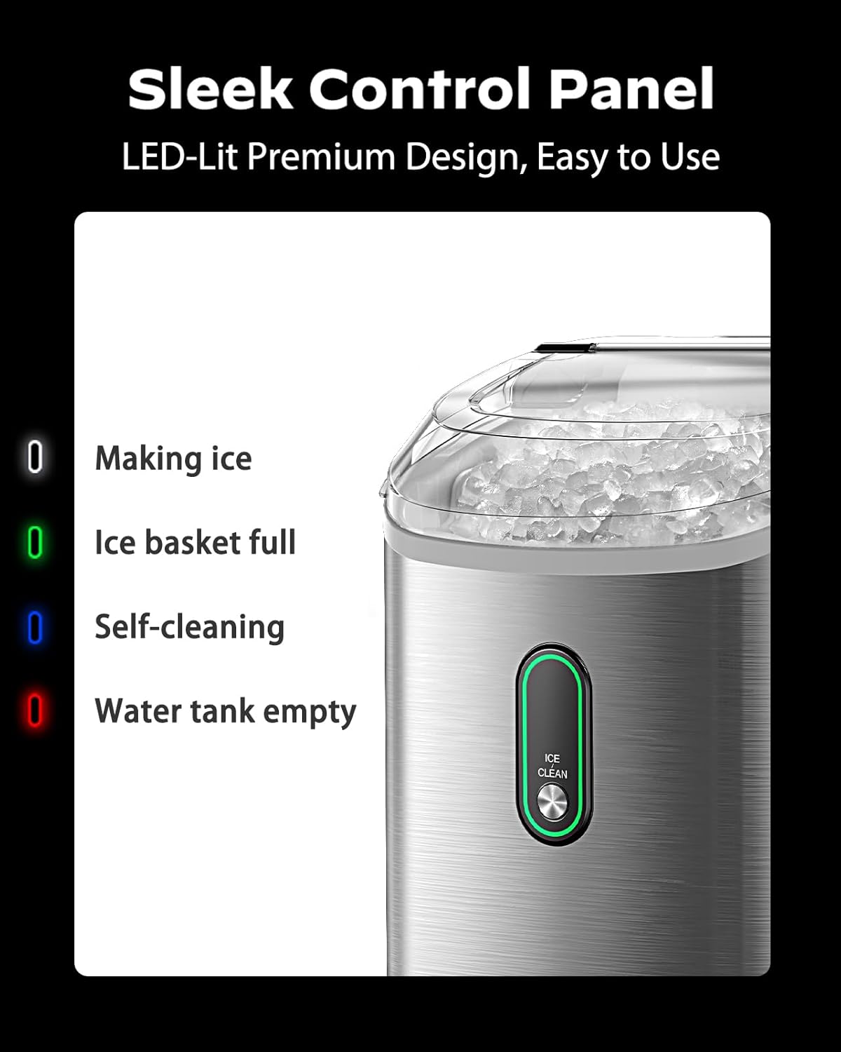 Nugget Ice Maker Countertop, Silonn Chewable Pellet Ice Machine with Self-Cleanin Function, 33lbs/24H Portable Ice Makers for Home Kitchen Officce, Black wourant