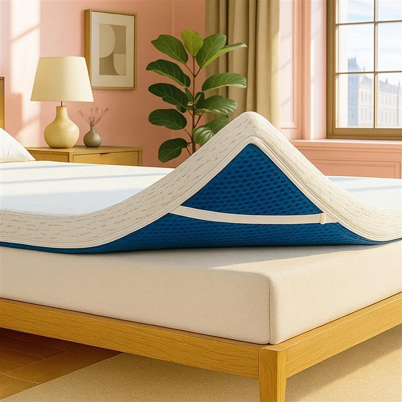 ViscoSoft 3 Inch Memory Foam Mattress Topper Queen - Select High Density Ventilated Mattress Pad - Premium Removable Rayon Cover woonhhop