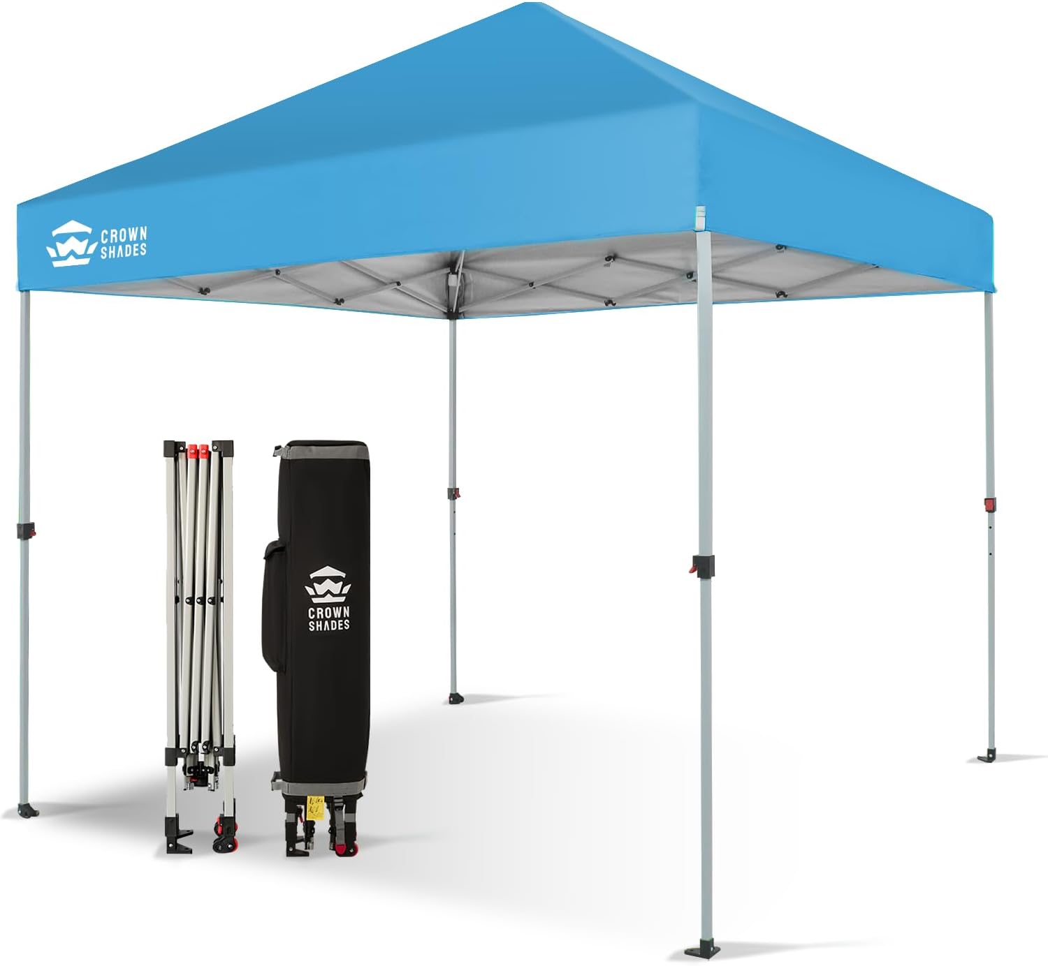 10x10 Pop-Up Awning - One-Click Installation Beach Tent - Outdoor Sunshade Silver Coated Top, 3 Heights and 4 Sand Pockets wourant
