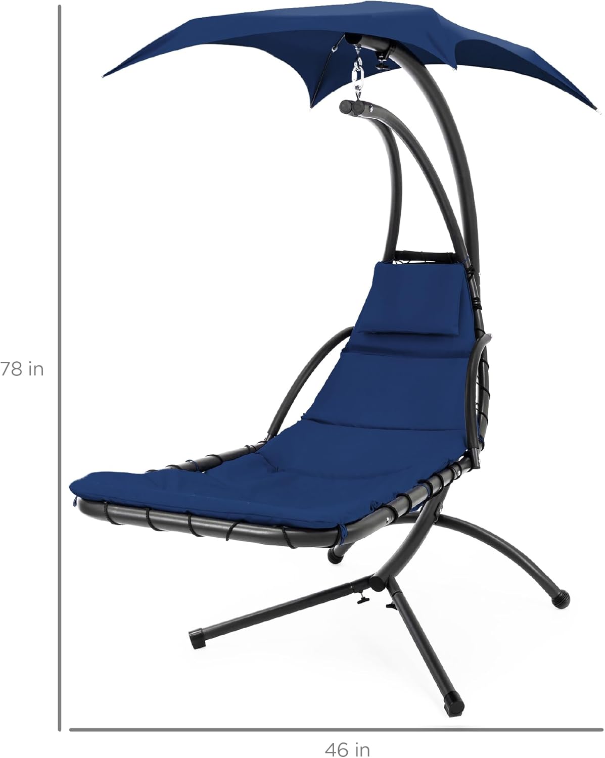 Best Choice Products Outdoor Hanging Curved Steel Chaise Lounge Chair Swing w/Built-in Pillow and Removable Canopy - Teal wourant