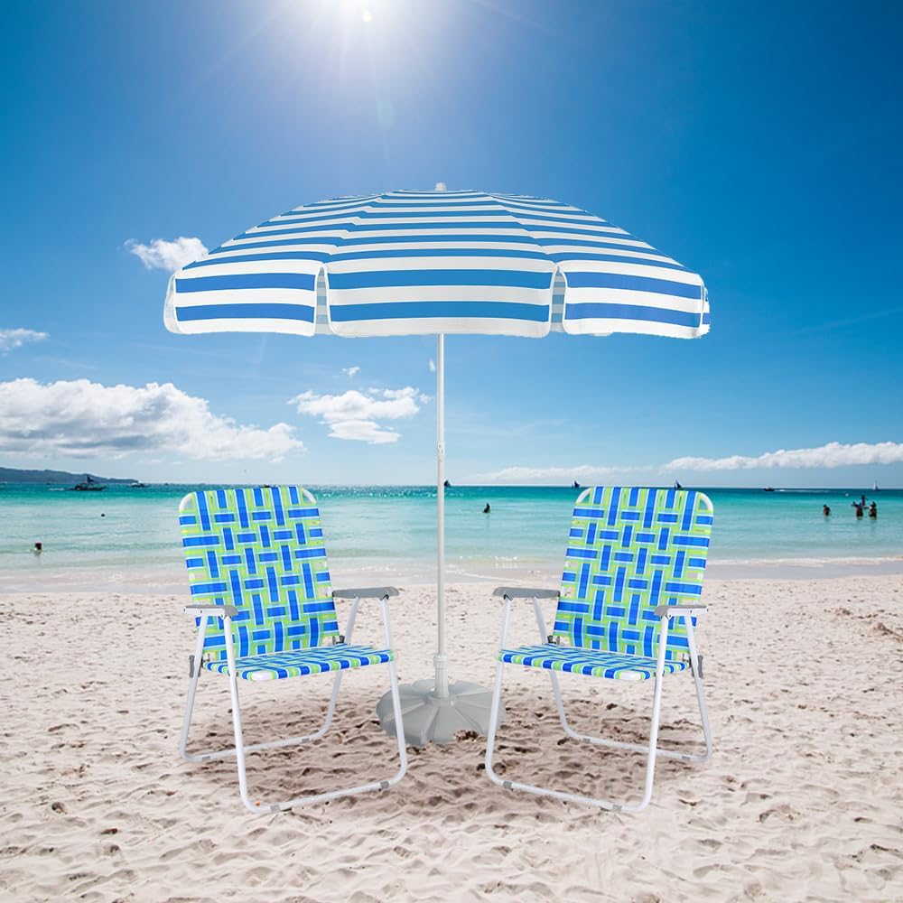 VINGLI Patio Lawn Webbed Folding Chairs Set of 2, Outdoor Beach Portable Lawn Chair Camping Chair Beach Chair wourant