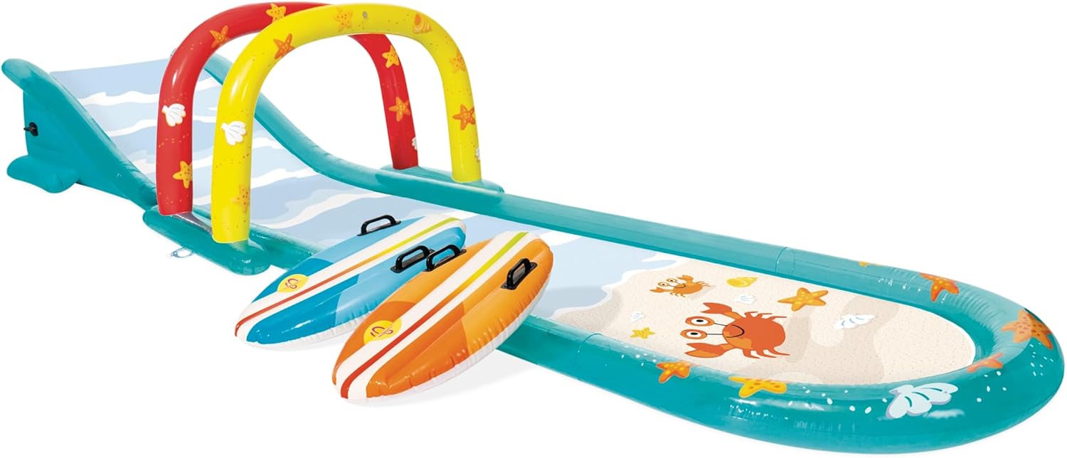 Intex 96" x 78" x 28" Inflatable Jungle Adventure Play Center Spray Kiddie Pool - Backyard Kids Water Slide, Outdoor Blow-Up Splash Pad for Toddlers wourant