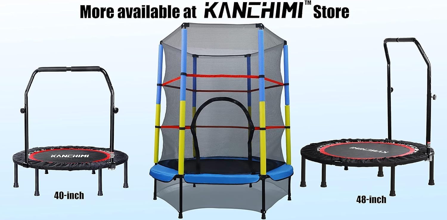 Kanchimi 40" 48" Folding Mini Fitness Indoor Exercise Workout Rebounder Trampoline with Handle, Max Load 330lbs wourant