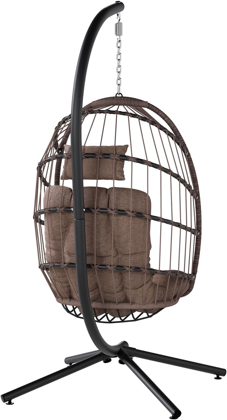 SWITTE Egg Chair Outdoor Indoor Wicker Hanging Egg Swing Chair 350lbs Capacity for Patio wourant