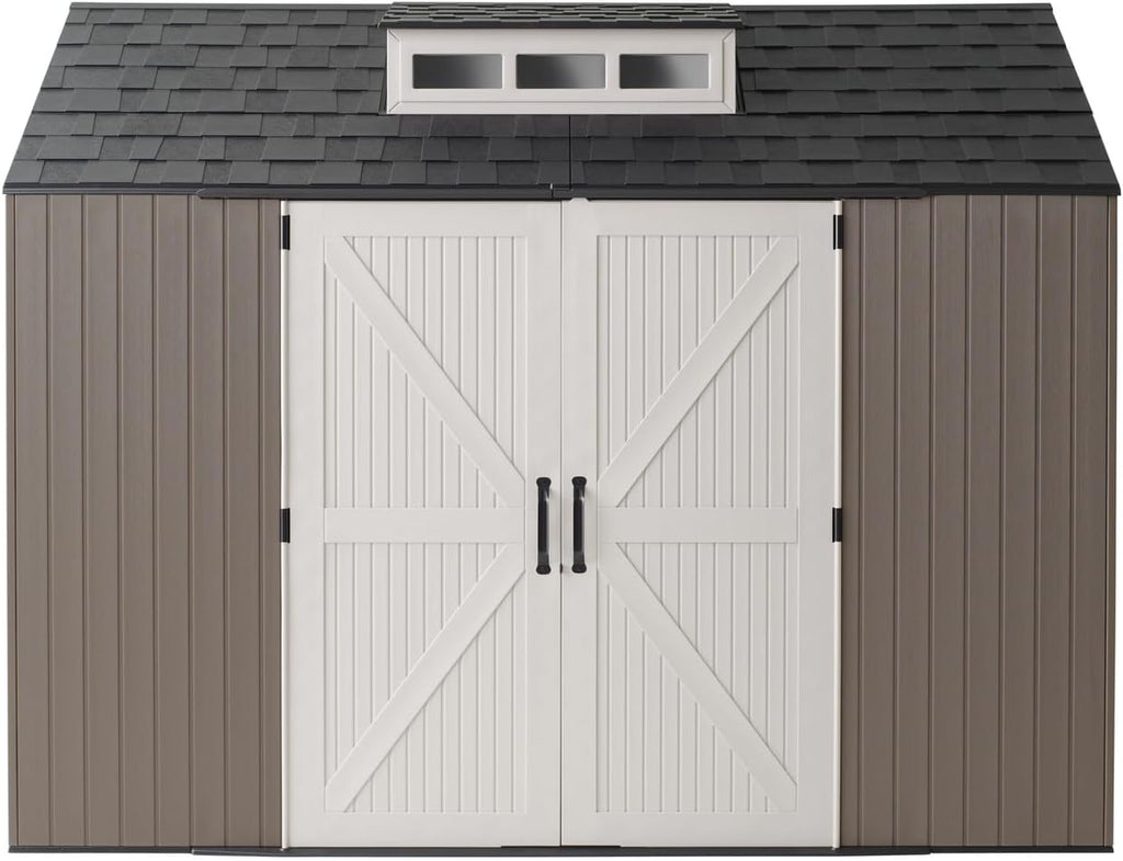 Rubbermaid Resin Outdoor Storage Shed With Floor (7 x 7 Ft) Weather Resistant Gray Organization for Home/Backyard/Garden Tools/Lawn Mower/Bike Storage/Pool Supplies wourant