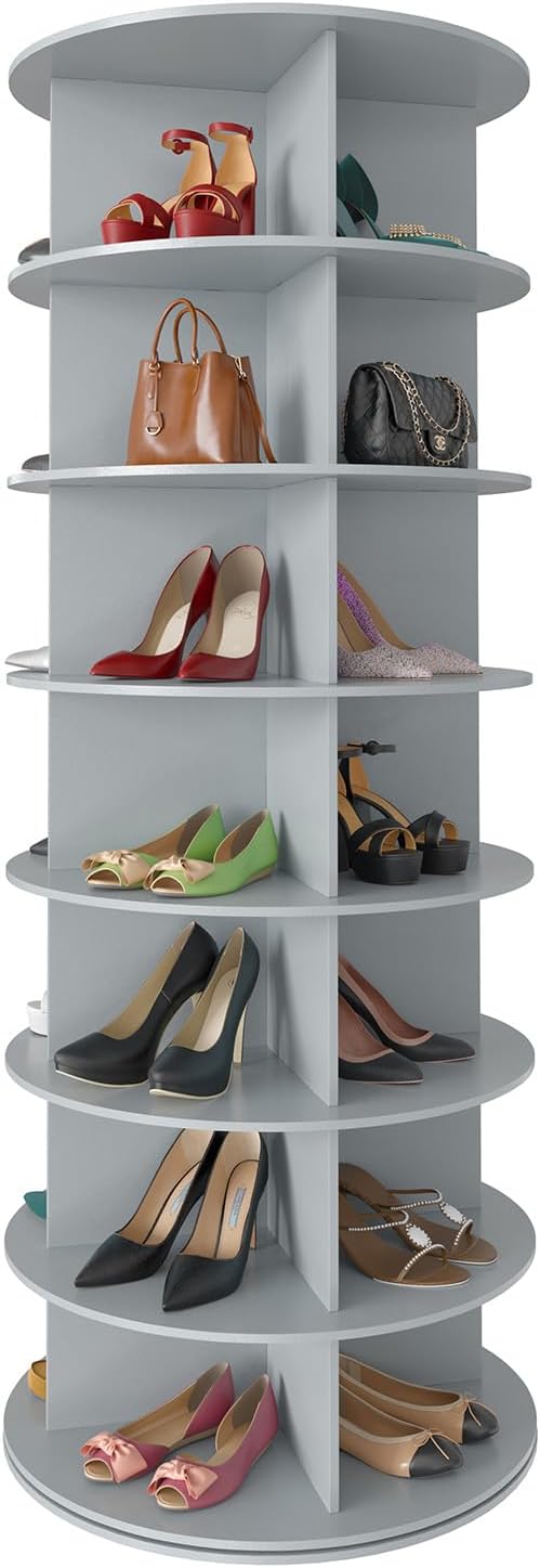 SpaceAid 7 Tier Rotating Shoe Rack Tower, Spinning Shoe Display Lazy Susan wourant
