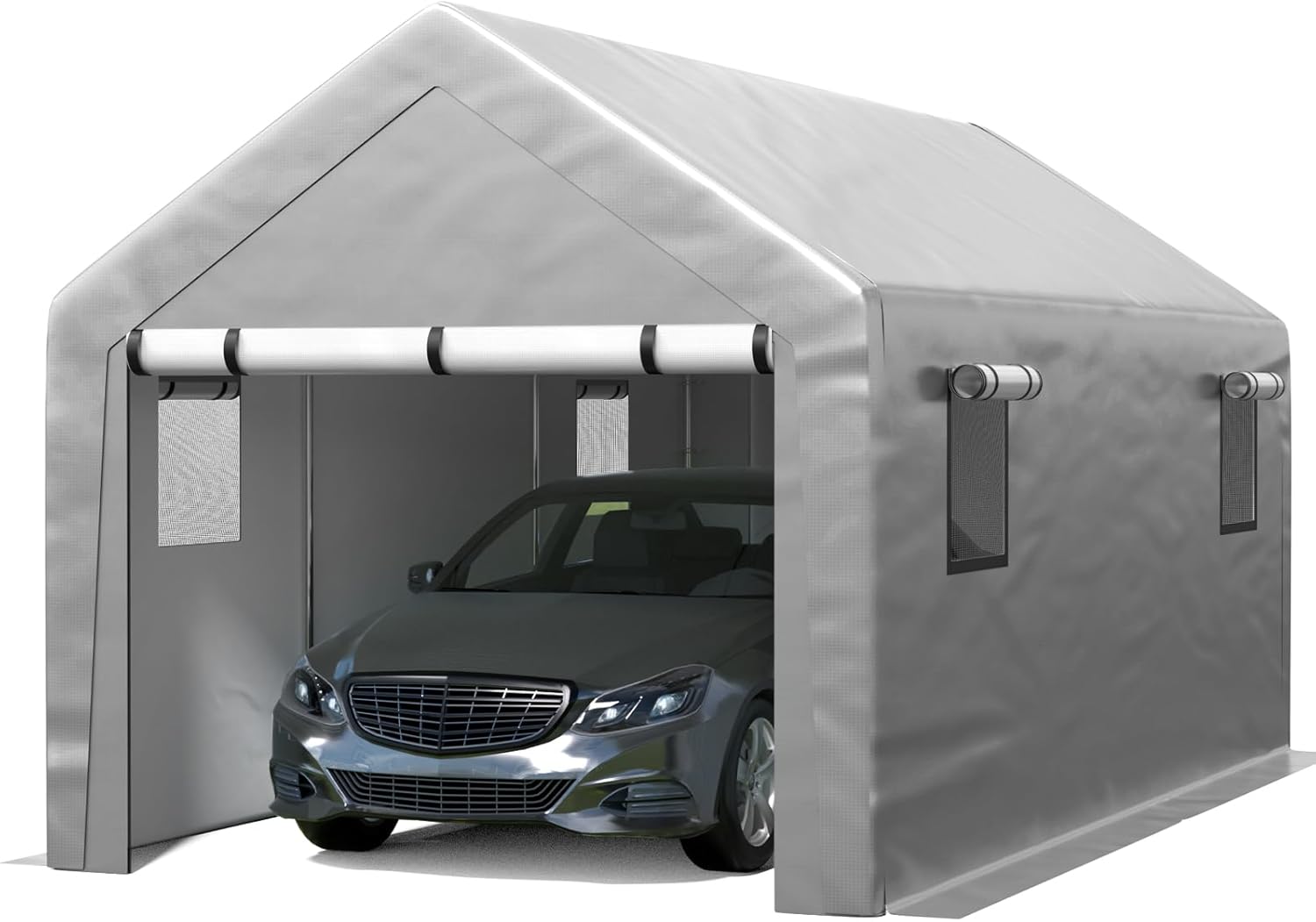 6x8 ft Heavy Duty Carport Tent Portable Garage with Removable Side Walls and Door Four Seasons Tarpaulin wourant