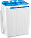 INTERGREAT Portable Washing Machine with Longer Hose, 16lbs Twin Tub Washer Mini Compact Laundry Washing Machine with Drain Pump, Semi-automatic Washer Combo for Dorms, Apartments, Blue wourant