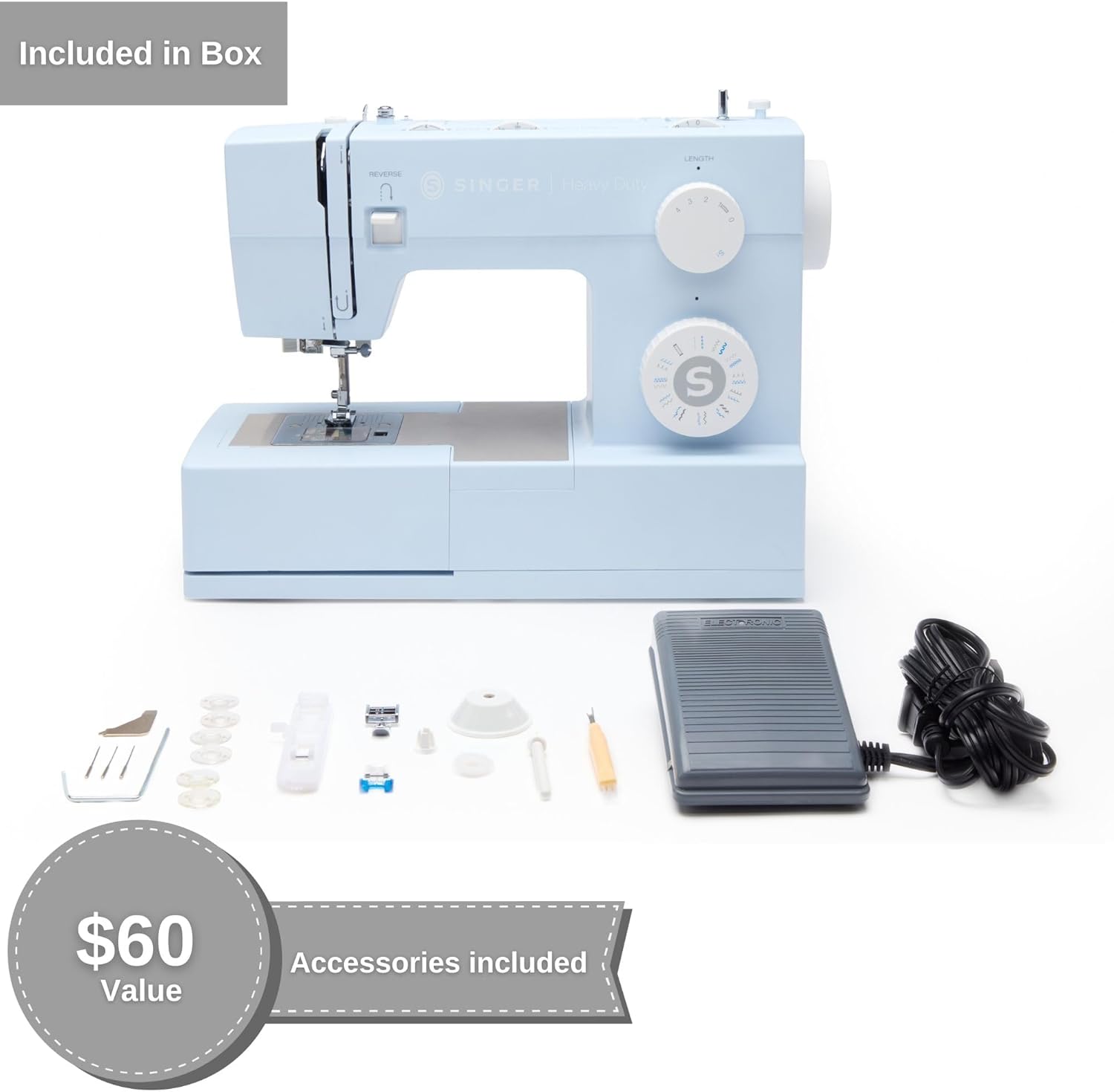 SINGER Heavy Duty 4423 High Speed Sewing Machine with Accessory Kit | Strong Motor With Enhanced Piercing Power, 97 Stitch Applications, Full Metal frame, 1-step Buttonhole & LED Light wourant