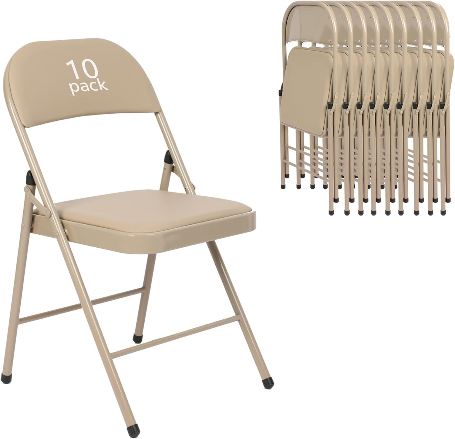 6 Pack Black Folding Chairs with Leather Chairs for Indoor and Outdoor Events Office Wedding Party Upholstered Chairs wourant