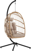 SWITTE Egg Chair Outdoor Indoor Wicker Hanging Egg Swing Chair 350lbs Capacity for Patio wourant