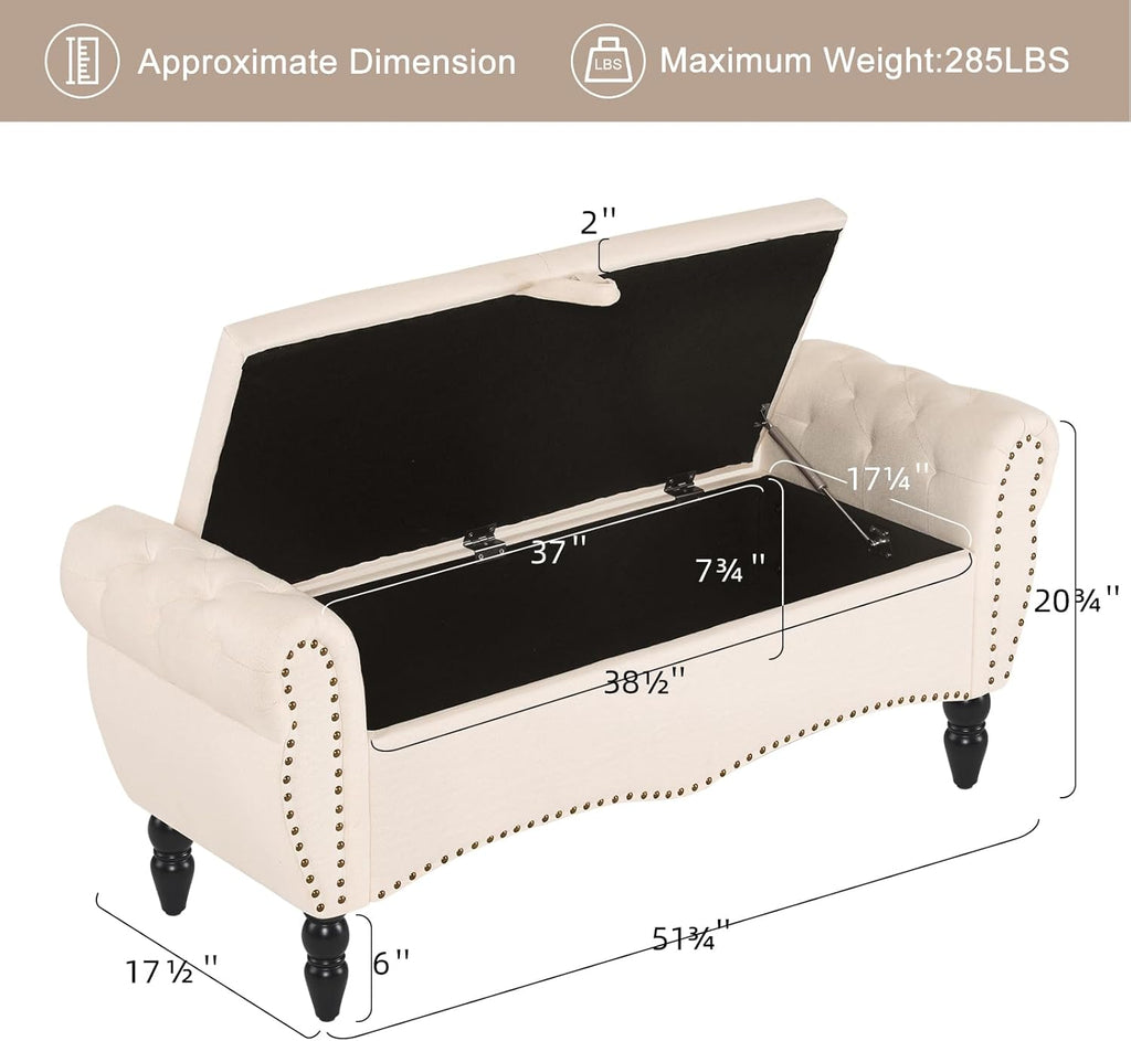 Furniliving Modern Storage Ottoman Bench, Sherpa Ottoman End of Bed Bench with Solid Wood Legs Upholstered Ottoman Benches with Storage Indoor Bench wourant