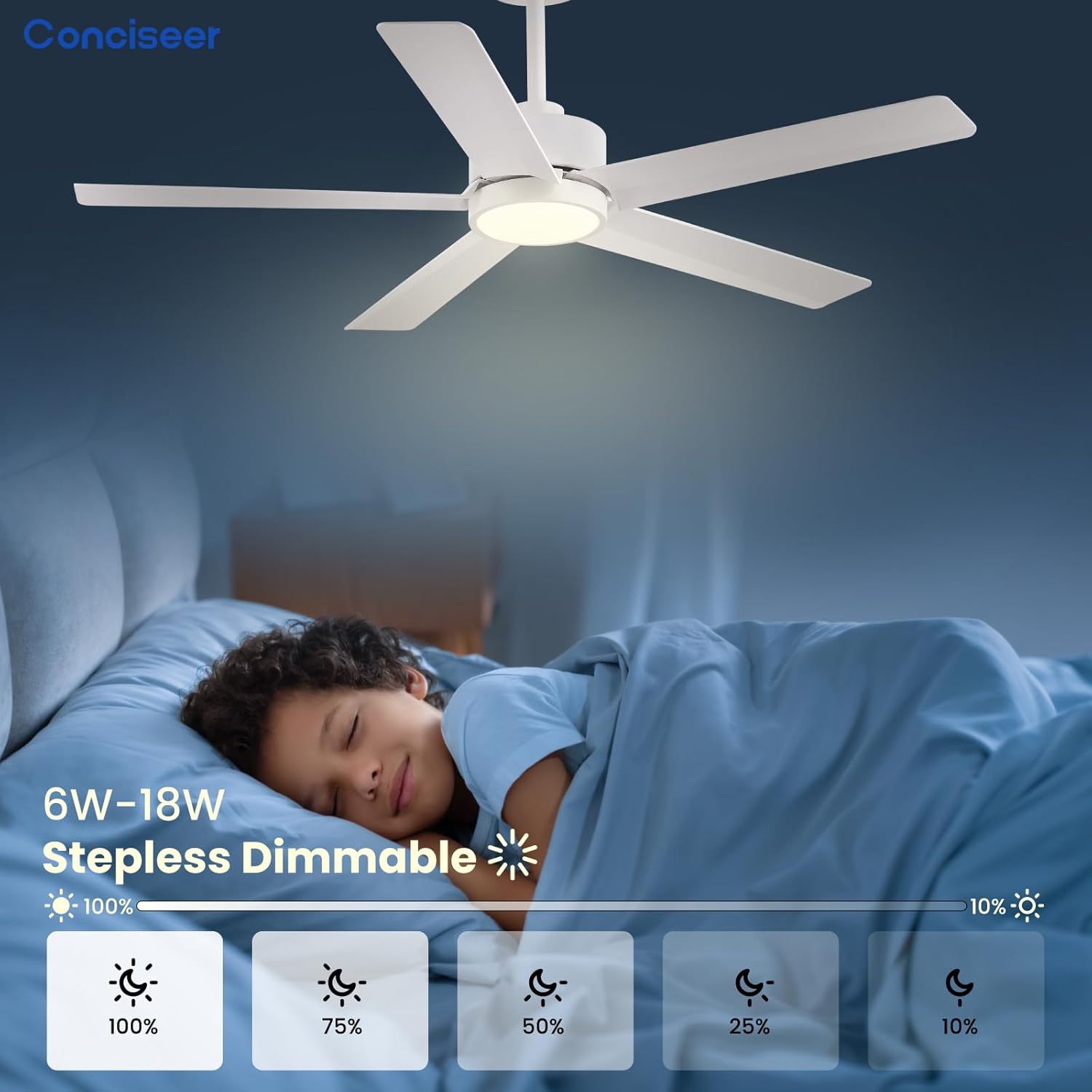 Modern Ceiling Fans with Lights, 72 Inch Ceiling Fan with Light and Remote, Bedroom Living Room Library Cafe Outdoor/Industrial,24W 3CCT Dimmable, 8 Blades 6 Speed Reversible Quiet DC Motor, Black wourant