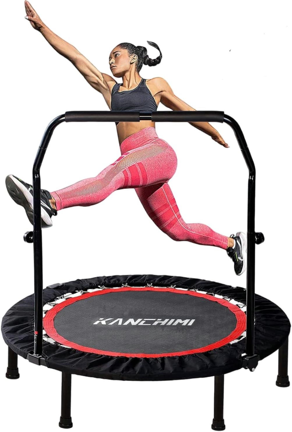 Kanchimi 40" 48" Folding Mini Fitness Indoor Exercise Workout Rebounder Trampoline with Handle, Max Load 330lbs wourant