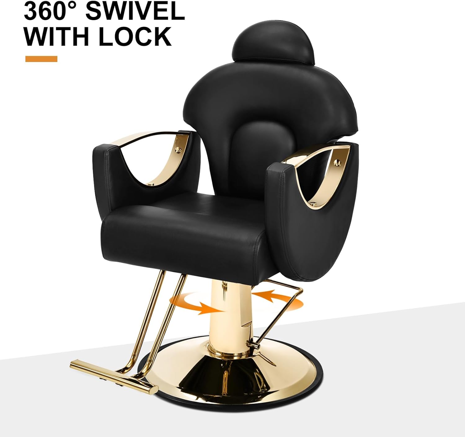 Artist Hand Salon Chair Reclining Barber Chair Oversized Hydraulic Pump Heavy Duty Hair Salon Chair 360 Degree Swivel Hair Chair for Hair Stylist, Beauty Spa Equipment Max Load 400 LBS, Black and Gold wourant