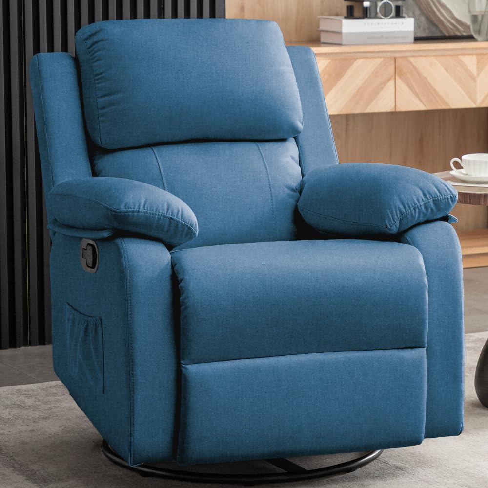 Reclining rocking chair 360 degree rotating fabric sliding reclining chair wourant