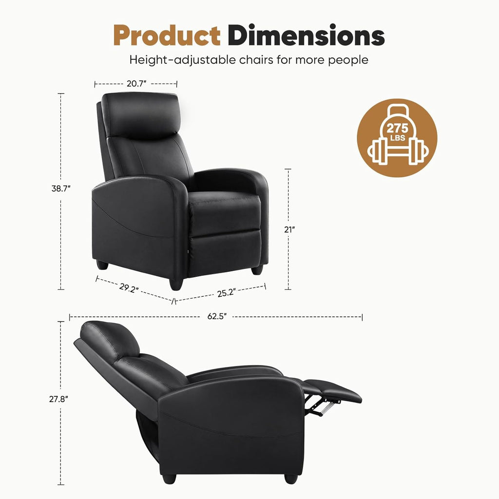 DUMOS Recliner Chair for Adults, Massage Reclining Chair for Living Room, Adjustable Home Theater Seating Single Sofa with Padded Seat Backrest and Footrest, Linen, Grey wourant