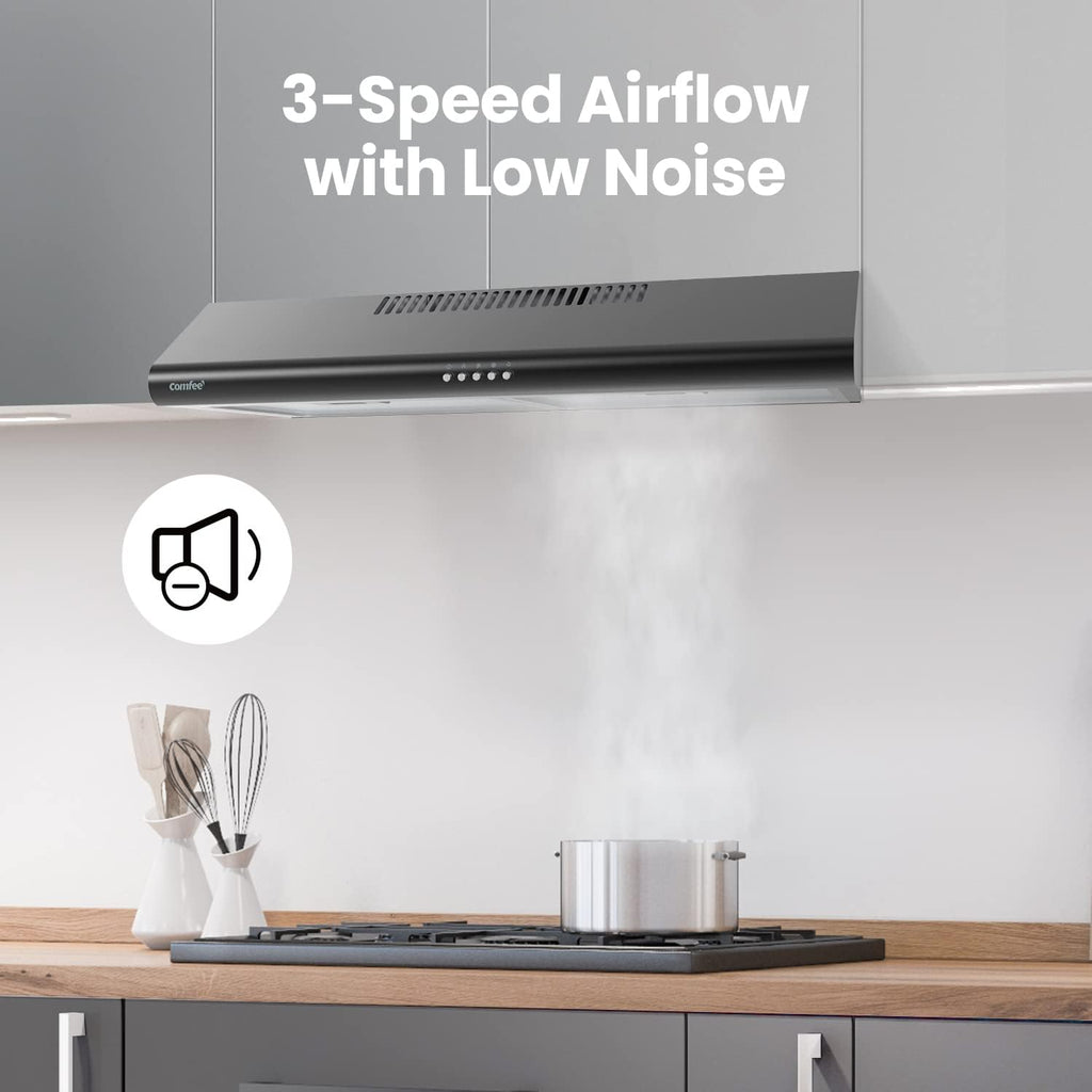 Comfee 30" Under Cabinet Ducted/Ductless Convertible Slim Vent Durable Stainless Steel Kitchen Reusable Filter wourant