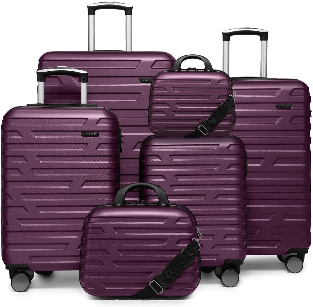 Luggage 6-piece hardshell expandable suitcase lightweight travel carry-on luggage set wourant