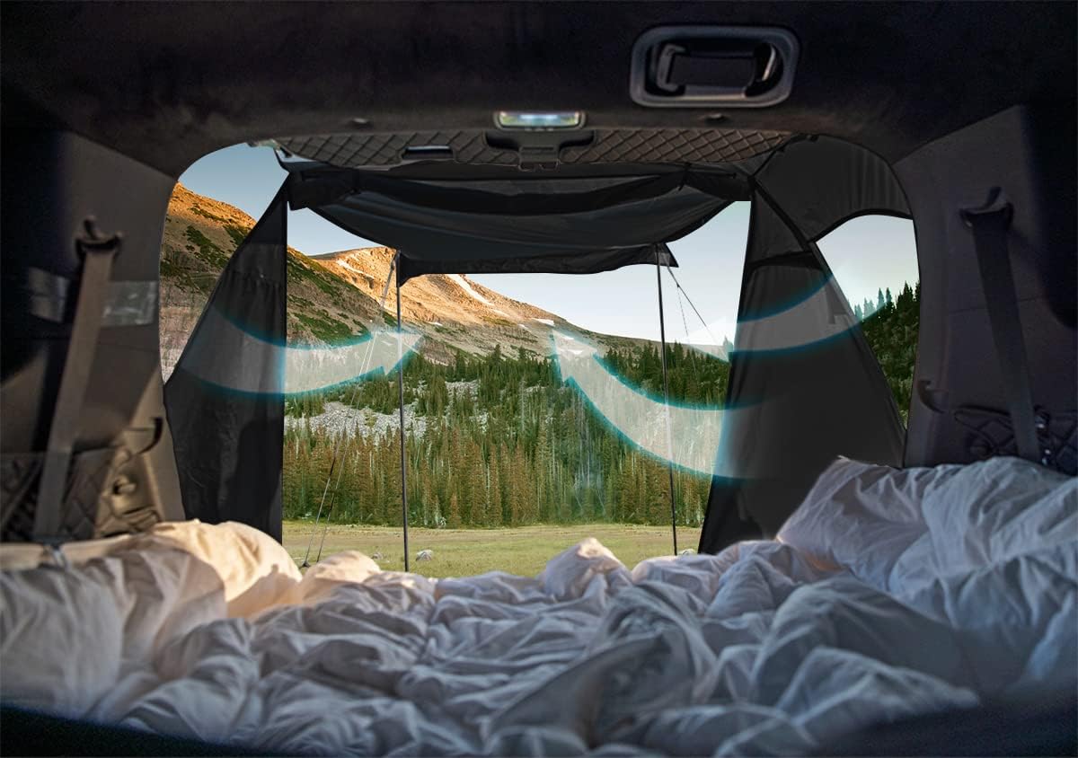KAMPKEEPER SUV Car Tent, Tailgate Shade Awning Tent for Camping, Vehicle Camping Tents Outdoor Travel (Black) wourant