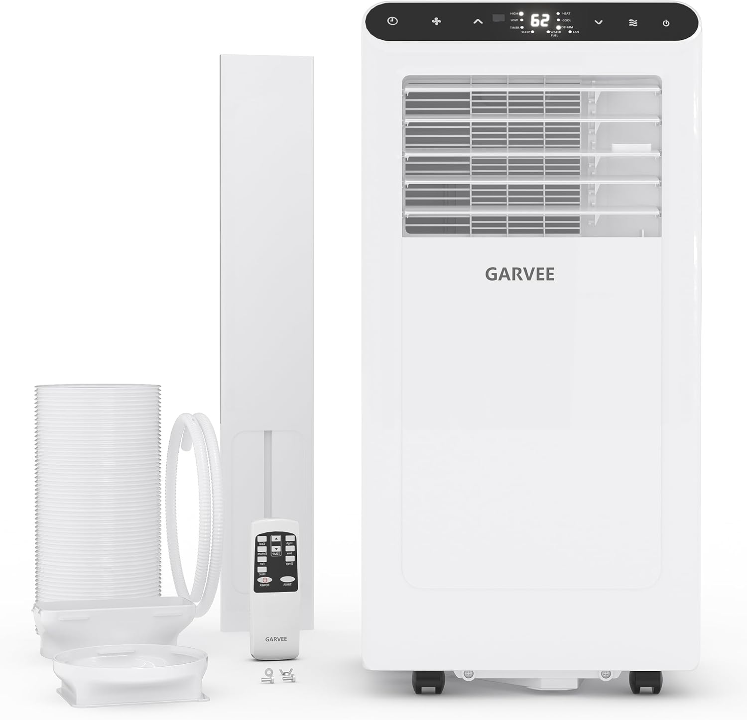 Garvee 8000 BTUs Portable Air Conditioner,Up to 350 Sq.Ft. Remote Control 48dB Portable AC Unit, Dehumidifier, Fan, Sleep, 24H Timer&Installation Kit, DOE Certified, Ceer 6.2, White+Black Panel woonhhop