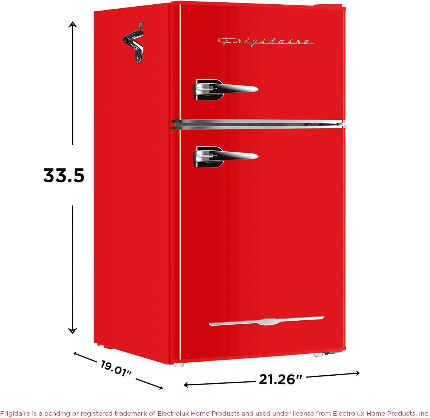 Frigidaire Retro Mini Fridge with Freezer Side Bottle Opener-Small 2 Door Refrigerator Office Bar wourant