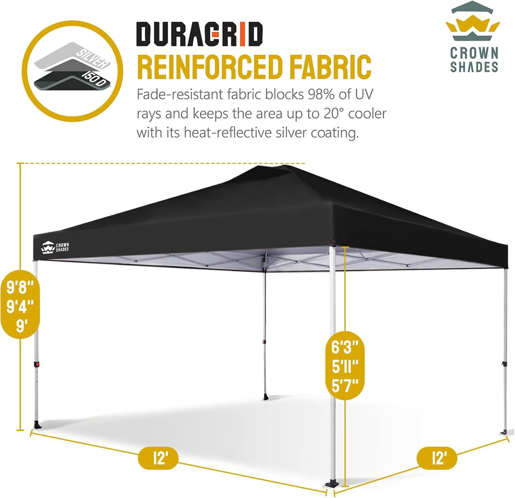 10x10 Pop-Up Awning - One-Click Installation Beach Tent - Outdoor Sunshade Silver Coated Top, 3 Heights and 4 Sand Pockets wourant