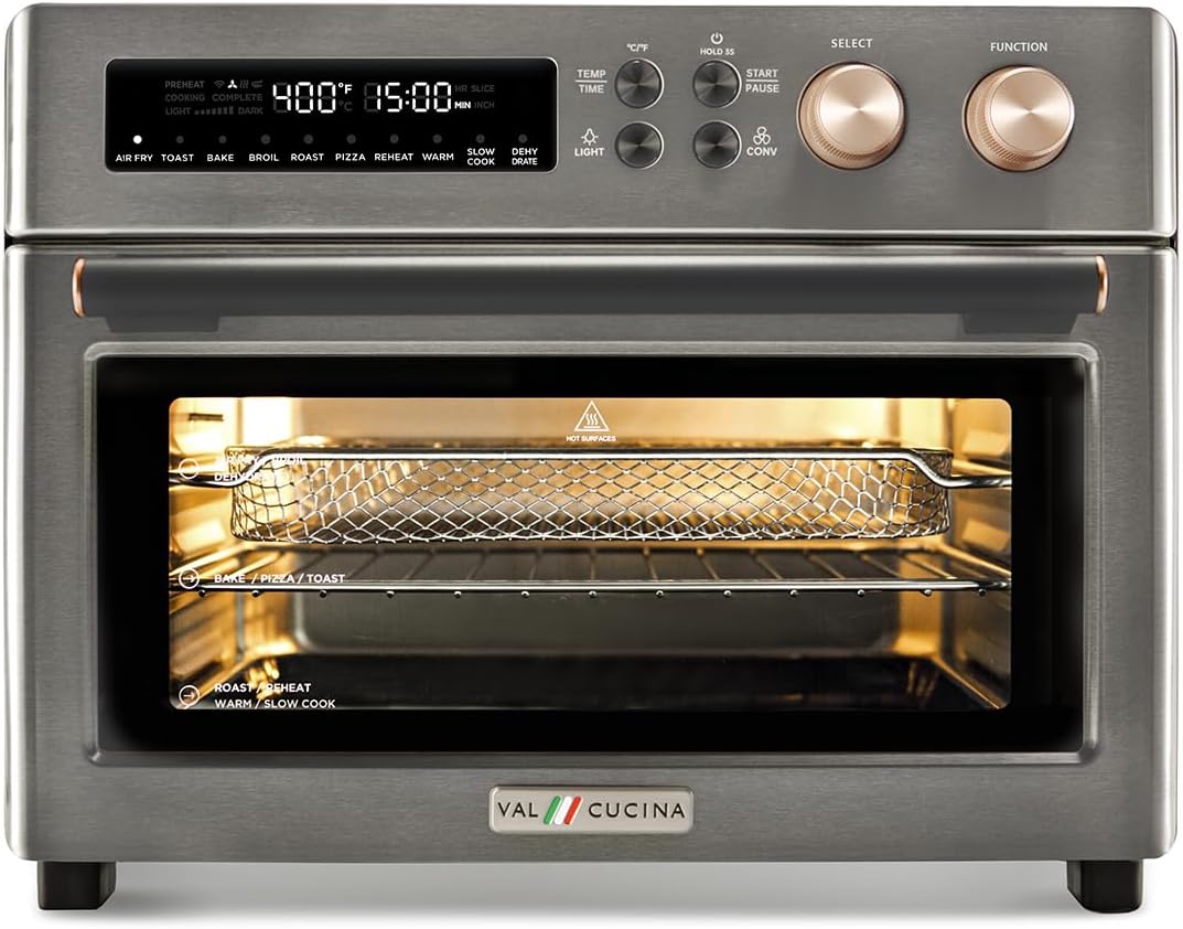 Infrared Heating Air Fryer Toaster Oven, Extra Large Countertop Convection Oven 10-in-1 Combo, 6-Slice Toast, Enamel Baking Pan Easy Clean with Recipe Book, Black Matte Stainless Steel wourant