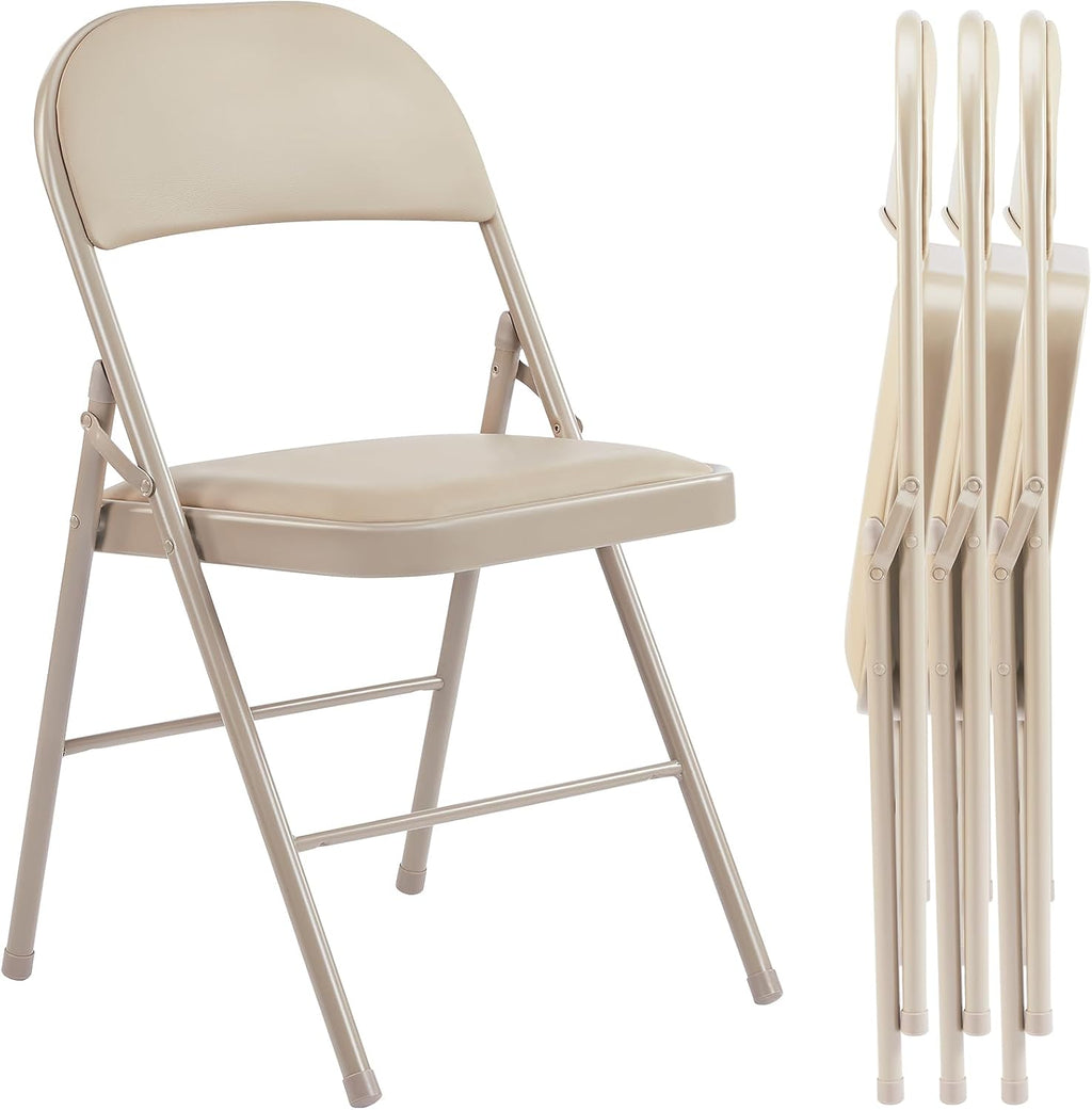 Sweetcrispy Folding Chair 12 Pack, Leather Padded Folding Chairs, Sturdy Metal Foldable Chairs wourant