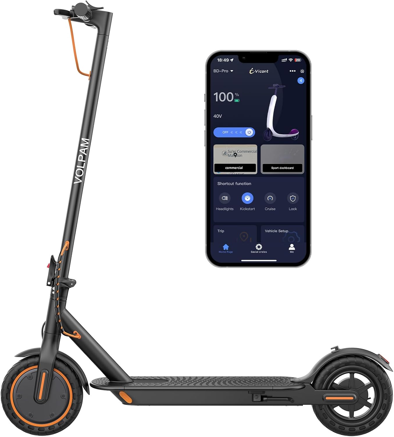 Electric Scooter, 350W/500W Powerful Motor, 8.5"/10" Solid Tires, 19/22Mph, 28/21/12 Miles Range,Dual Braking wourant