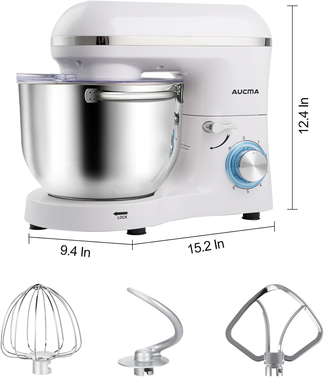 Aucma Stand Mixer,6.5-QT 660W 6-Speed Tilt-Head Food Mixer, Kitchen Electric Mixer with Dough Hook wourant