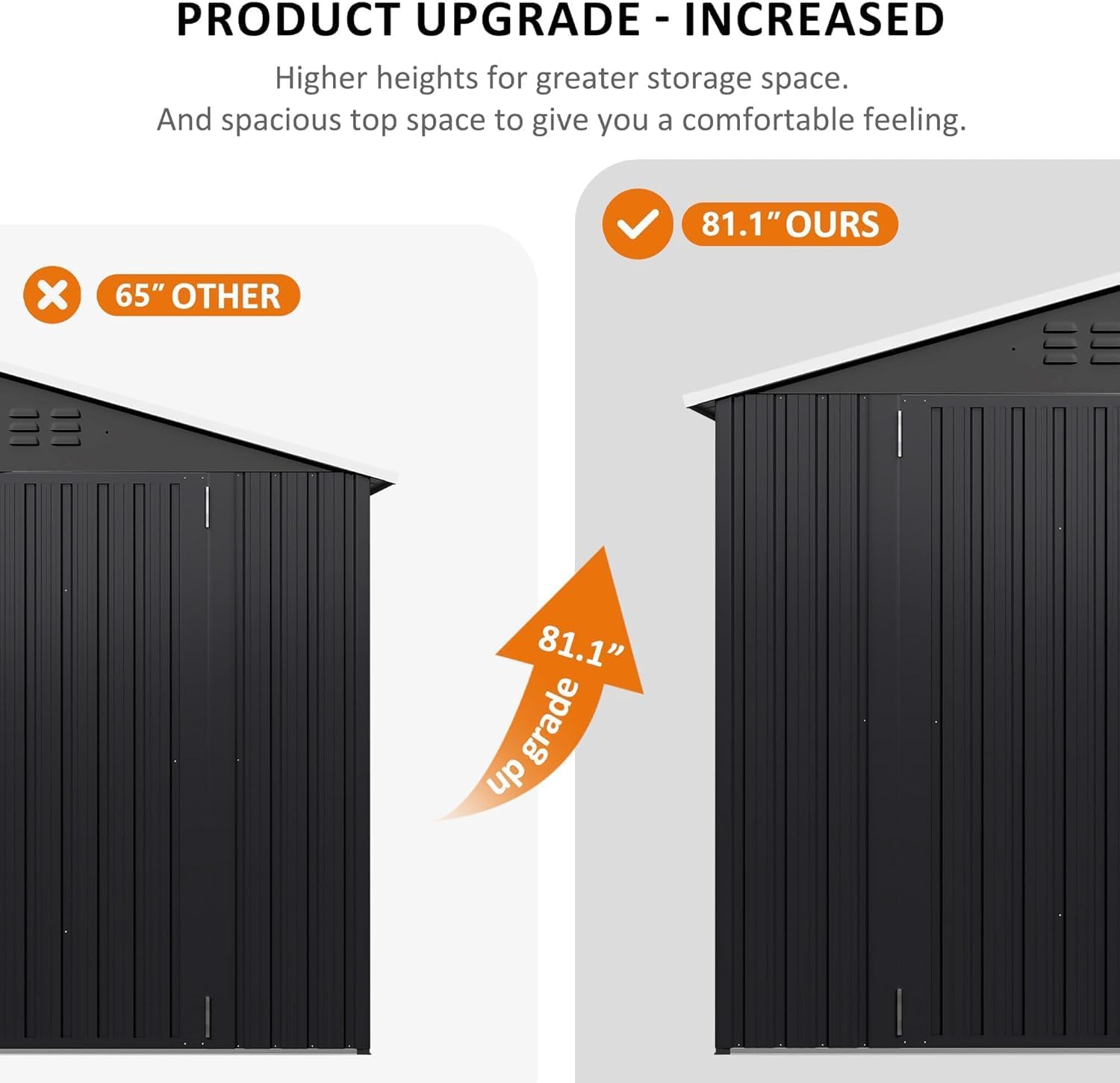 Polar Aurora 8 x 12 FT Outdoor Storage Shed, Metal Garden Shed with Updated Frame Structure, Tool Sheds for Backyard Garden Patio Lawn Black wourant