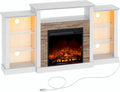 Rolanstar Fireplace TV Stand with LED Lights and Power Outlets TV Console Entertainment Center wourant