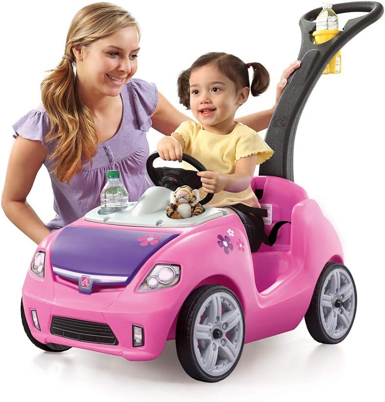 Step2 Whisper Ride II Ride On Push Toy Car Pink Ride On Car Seat Belt Easy Storage Transport wourant
