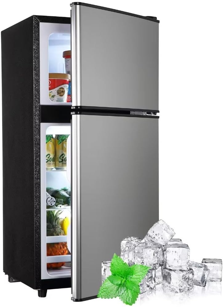 Apartment Size Refrigerator, 3.5 Cu.Ft Samll Refrigerator with Freezer Suitable for Home and Apartments, Freestanding wourant