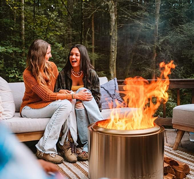 Solo Stove Bonfire 2.0 with Stand, 19.5 Inch Smokeless Fire Pit with Removable Ash Pan - Portable Outdoor Fire Pit - Stainless Steel Wood Burning Fireplace, Ideal for 4-6 People, 21.75 lbs wourant